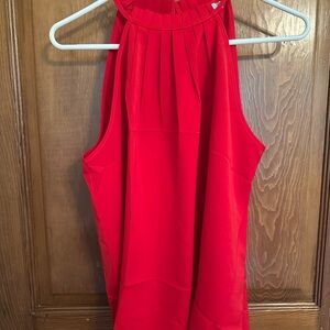MYCOLORBLUE Red Pleated Halter Top